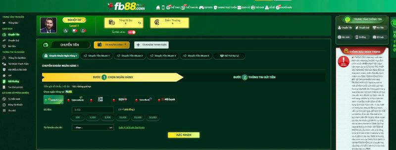 Nạp tiền fb88 đa dạng phương thức lựa chọn